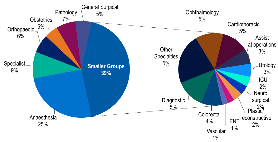 Benefits paid for prostheses for the June 2024.  The prosthetic group for which the greatest amount of benefits paid was cardiac, comprising 18% of all prosthetic benefits.