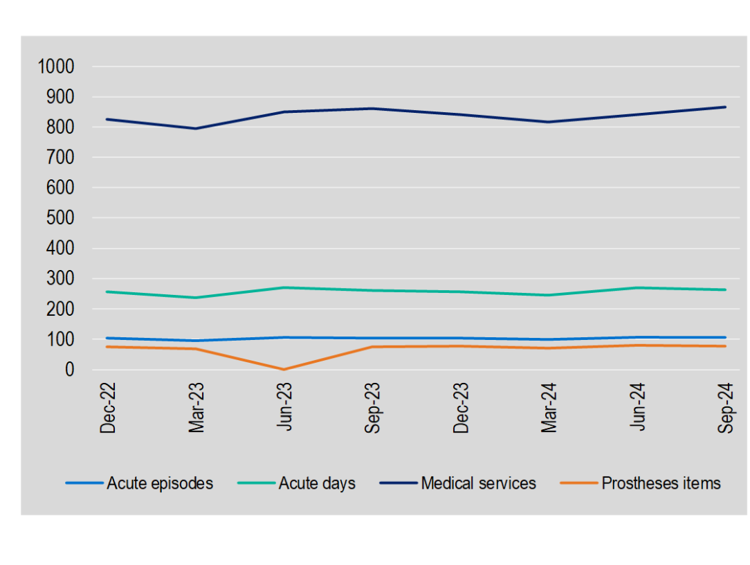 Hospital treatment services per 1,000 insured persons from June 2024 to September 2024. 